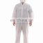 White PP non woven Protective Coverall with hood and boot