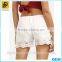 White elastic waist embroidered shorts with high quality and cheap price