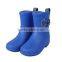 Dark blue girls low heel ankle rain boots with buckle