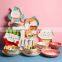Cartoon dishes set creative grid plate children's household dishes ceramic tableware