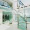 USA Canada Villa modern luxury glass stairs design stainless steel curved glass staircase