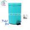 iron steel blue eco dustbin for home round foot pedal waste bin