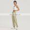 Women Cross Back Sport Bra Gym Top Set Custom Loose Adjustable Jogging Pants For Fitness