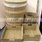 4 pieces set: 1 seagrass laundry basket+2 storage tray+1 waste basket
