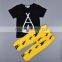 Ins Hot Sale Style Children Boy Clothing Set 100% Cotton Tops+ Cartoon Deer Yellow Trousers