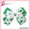 Green clover ribbon bow hair clip wholesale Irish special clover cheer bows ribbon (SYC-0037)