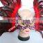 New Products 2016 Big Beautiful Design Red Cock Feather Mask And Venetian Mask For Birthday Party Mask Decoration