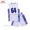 Newest plain design breathable basketball jersey set white and blue