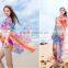 2015 Lastest Design Imitated Silk Large Flower Orange Beach Scarf