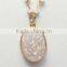 Fashion latest crystal beads chain necklace, white natural stone pendant necklace, oval quartz pendant necklace