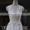 New Arrive V-Neck Sleevelessless Appliqued Lace See Through Bodice Sexy Chiffon Beach Wedding Dress