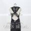 Real Works Sexy Sheer Lace Appliqued Black Net Evening Dress 2015