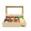 hot selling FSC&BSCI display compartments wooden tea bags packaging storage chest gift box for table