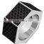 wholesale hand fashion jewelry Carbon Fiber stainless steel ring with 6 faces