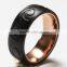Wholesale Fashion Engraved Black Carbon Fiber Inlay Steel Rings