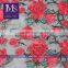 High quality fashion design red rose lace fabric embroidery for garment