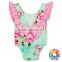 Pink navy florals newborn bodysuits 2017 baby clothes ruffle flutter sleeve girls romper