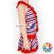 Red & Blue Stripes Print Swimwear Suspender Pattern Bikini Kids Baby Girls Mini Skirt Swimwear