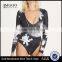 All Day Surf Lady Bodysuit Customizable Long Sleeves Deep V Neckline Swimsuit One Piece Rashguard 4 Way Stretchy Swimwear