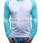 Mens Raglan Long Sleeve Hood T Shirt Cotton Plain Contrasting Color T Shirt Slim Fit Pullover Hoodie T Shirt Wholesale