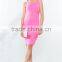 Scoop Neck Bodyco Fit Dresses With V-shaped Stripe Insert