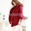 Anly wholesale new arrival women fashion wine red faux fur cape white