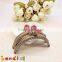 8.5cm Bronze Embossed Pattern Crystal Bead Lotus Metal Purse Clutch Frame