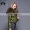 Modern Style Winter Fur Lining Leather Coat Women Fur Jacket Sheepskin Leather Coat With Big Raccoon Fur Collar