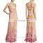 fashion women colorful silk dressing gown dress cut out back printed silk gown evening dress 2015