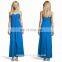 Lagoon Blue Chiffon Strapless Thigh High Slit long evening Dress