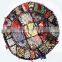 Round Traditional Footstool Cover Indian Latest Patchwork Embroidery Design Ottoman Pouf Cover