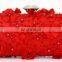 Latest 3d flower red wedding handbag/fashion evening clutch bag/flower wedding purse