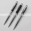 China manufacturer promotiona gift twist rubberized barrel metal ball pen with shiny tungsten carbide accents