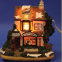 Christmas church house with LED lights  coffee shop Musical Ski Scene with  Polyresin Christmas House Decoration