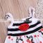 New girls 2 piece set cow striped cotton dresses & kids black white strip ruffle pants summer baby clothes kids outfit set