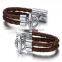 Vintage Cufflinks for Mens Jewelry Shirt Cufflinks, Brown, Leather, Clasp CL-022
