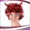 cheap short purple and black tight curly ox horn halloween party wig