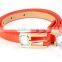 Children skinny shinny PU waist belt with big stone attached buckle