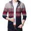 Custom men's plus size plus velvet warm long-sleeved hooded zipper knit cardigan stand collar sweater jacket