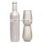 Christmas gift double wall stainless steel vacuum insulated 750ml red wine bottle set 12oz wine tumbler set box