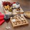 Bamboo Cheese Board Gift Set Wooden Charcuterie Platter Serving Tray for Meat Fruit and Crackers Slate Board  Ceramic Bowls