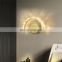 Nordic Bedroom Bedside Reading Wall Light Indoor Decorative Luxury Gold Round Iron Crystal LED Sconce