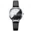 SHENGKE Elegant Ladies Watch Two-tone Dial Soft Leather Band Japan Quartz Movement Watches K8014L