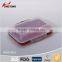 Rectangle Plastic Red Lunch Tray Box with locked clear lid