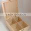 Beautiful pine wooden 4 compartment box trinkets jewellery makeup box
