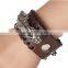 2016 Punk fashion cow leather bracelet, dragon bracelet with snap buttons