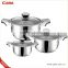 hot sell cooking pots 12pcs/16pcs thermometer stainless steel cookware set