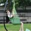 green striped swing chairs with cushions for single person