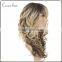 lace front blonde mixed color wig high temperature wavy curly synthetic wig for women