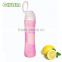 hot selling spots water bottle/glass water bottle with fancy fruit infuser and silicone sleeve wholesale